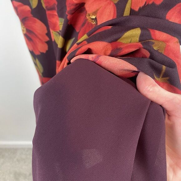 Princess Highway Size 8 Red Floral Short Sleeve Dress  PGFK328 Satin - Picture 6 of 9